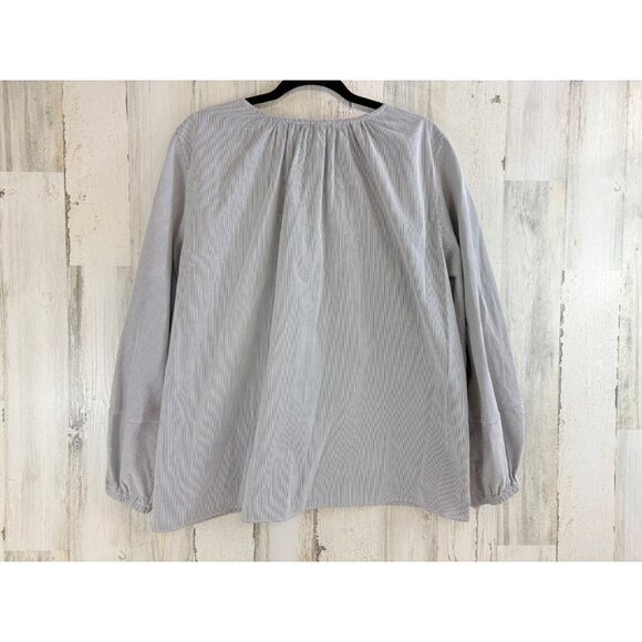 Ann Mashburn Meryl Shirt Sz L Blue Stripe Blouse - Picture 10 of 14